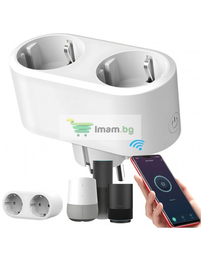 Умен двоен контакт с Wi-Fi, интелигентен таймер 16a, приложение